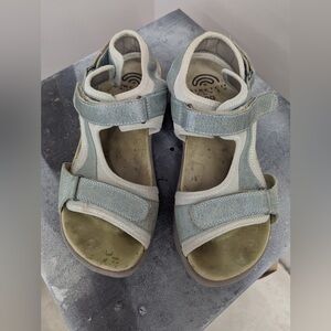 Mephisto Sandals Womens EU39 Slingback Light Blue Leather Causal Stretch Walkers